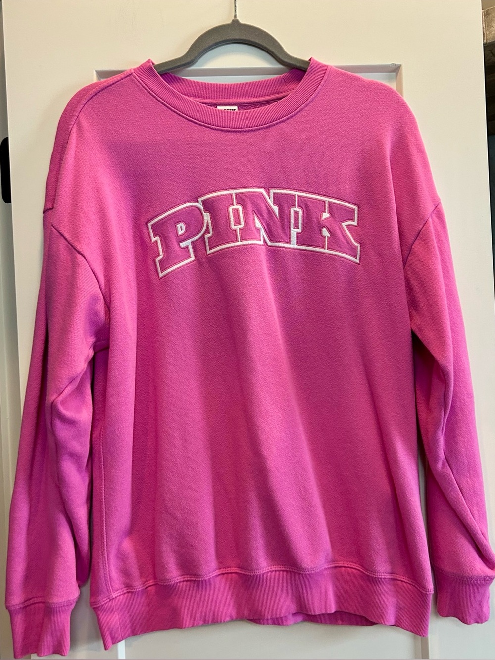 PINK Victoria's Secret Crewneck Sweatshirt - Bright Pink with White Logo